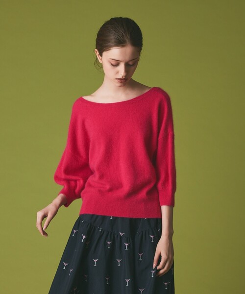 GRACE CLASS(グレースクラス)の「カシミヤファートップ(ニット/セーター・レディース・グレー/ピンク・36)」の2枚目の写真