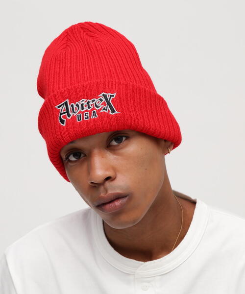 AVIREX（アヴィレックス）の「VARSITY BLOCK FONT KNIT WATCH / バーシティー ブロックフロント ニットワッチ / AVIREX / アヴィレックス（ニットキャップ/ビーニー・メンズ・ブラック/グレー/レッド・F）」の11枚目の写真