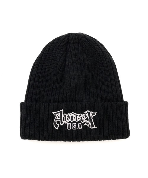 AVIREX（アヴィレックス）の「VARSITY BLOCK FONT KNIT WATCH / バーシティー ブロックフロント ニットワッチ / AVIREX / アヴィレックス（ニットキャップ/ビーニー・メンズ・ブラック/グレー/レッド・F）」の4枚目の写真