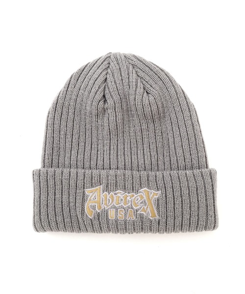 AVIREX（アヴィレックス）の「VARSITY BLOCK FONT KNIT WATCH / バーシティー ブロックフロント ニットワッチ / AVIREX / アヴィレックス（ニットキャップ/ビーニー・メンズ・ブラック/グレー/レッド・F）」の6枚目の写真