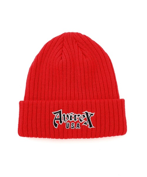 AVIREX（アヴィレックス）の「VARSITY BLOCK FONT KNIT WATCH / バーシティー ブロックフロント ニットワッチ / AVIREX / アヴィレックス（ニットキャップ/ビーニー・メンズ・ブラック/グレー/レッド・F）」の5枚目の写真