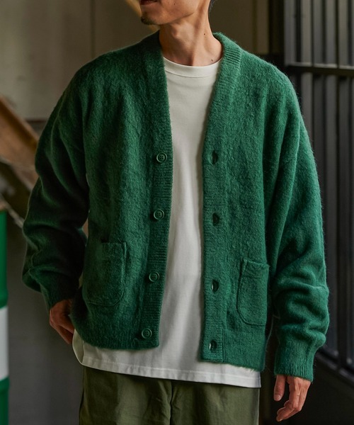 REMI RELIEF（レミレリーフ）の「REMI RELIEF　起毛ニットカーデ(無地) RN27353069（カーディガン/ボレロ・メンズ・グリーン/ブラック・MEDIUM/LARGE）」の2枚目の写真