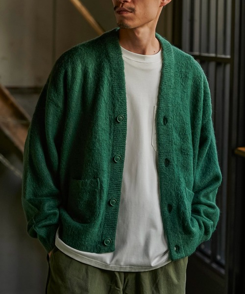 REMI RELIEF（レミレリーフ）の「REMI RELIEF　起毛ニットカーデ(無地) RN27353069（カーディガン/ボレロ・メンズ・グリーン/ブラック・MEDIUM/LARGE）」の6枚目の写真