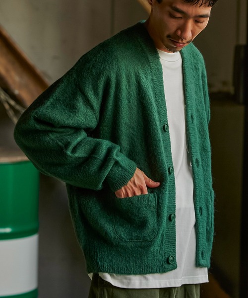 REMI RELIEF（レミレリーフ）の「REMI RELIEF　起毛ニットカーデ(無地) RN27353069（カーディガン/ボレロ・メンズ・グリーン/ブラック・MEDIUM/LARGE）」の7枚目の写真