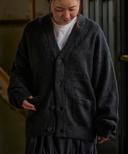 REMI RELIEF（レミレリーフ）の「REMI RELIEF　起毛ニットカーデ(無地) RN27353069（カーディガン/ボレロ・メンズ・グリーン/ブラック・MEDIUM/LARGE）」の9枚目の写真