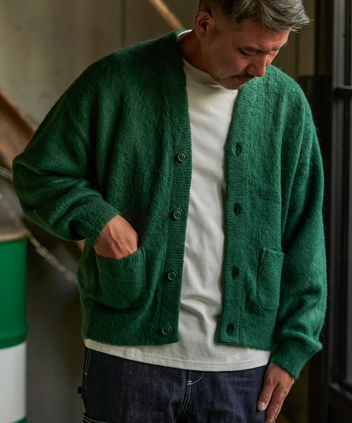 REMI RELIEF（レミレリーフ）の「REMI RELIEF　起毛ニットカーデ(無地) RN27353069（カーディガン/ボレロ・メンズ・グリーン/ブラック・MEDIUM/LARGE）」の14枚目の写真