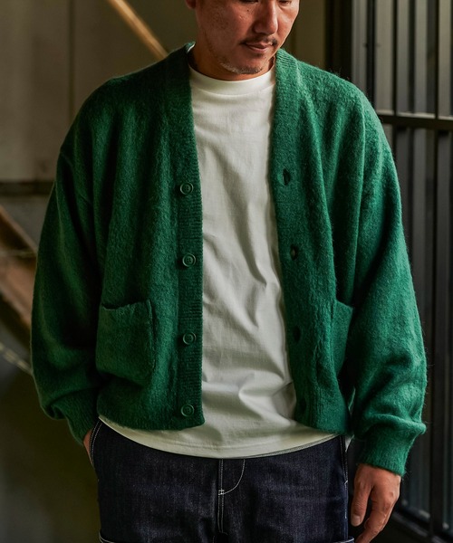 REMI RELIEF（レミレリーフ）の「REMI RELIEF　起毛ニットカーデ(無地) RN27353069（カーディガン/ボレロ・メンズ・グリーン/ブラック・MEDIUM/LARGE）」の16枚目の写真