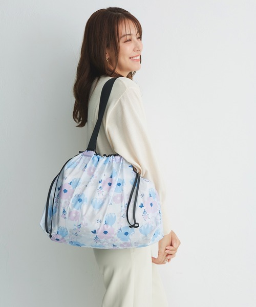 MOOMIN(ムーミン)の「MOOMIN ムーミン レインバッグカバー 2WAY 花とリトルミイ(エコバッグ/サブバッグ・レディース・ピンク/ブルー・FREE)」の2枚目の写真