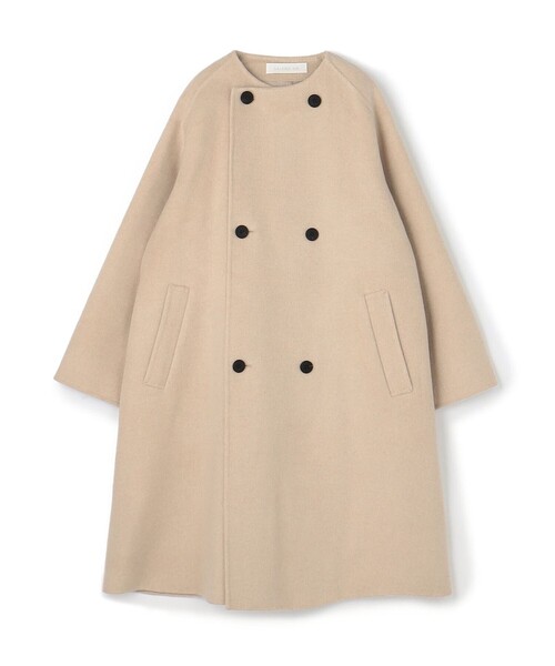 1641A美品ギャルリーヴィー　ウールノーカラーミドルコート　ダブルフェイス 1641A美品ギャルリーヴィー ウールノーカラーミドルコート ダブル