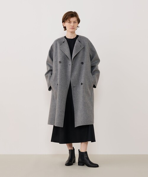 ダブルフェイス カラーレストレンチコート（ノーカラーコート