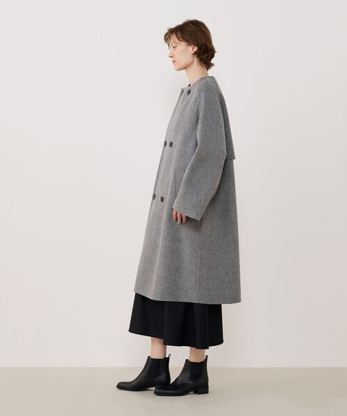 ダブルフェイス カラーレストレンチコート（ノーカラーコート