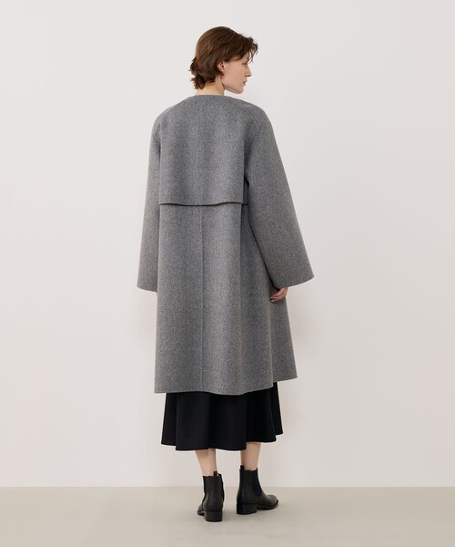 ダブルフェイス カラーレストレンチコート（ノーカラーコート