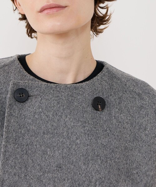 ダブルフェイス カラーレストレンチコート（ノーカラーコート