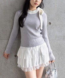 clear | 配色リボンニットトップス[着回し力抜群 ガーリー]≪AW新作≫(ニット/セーター)