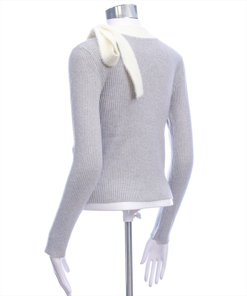 clear（クリア）の「配色リボンニットトップス[着回し力抜群 ガーリー]（ニット/セーター・レディース・ブラック/グレー/ピンク・F）」の18枚目の写真