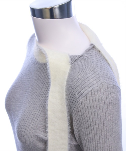 clear（クリア）の「配色リボンニットトップス[着回し力抜群 ガーリー]（ニット/セーター・レディース・ブラック/グレー/ピンク・F）」の17枚目の写真