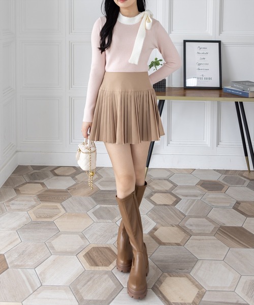 clear（クリア）の「配色リボンニットトップス[着回し力抜群 ガーリー]（ニット/セーター・レディース・ブラック/グレー/ピンク・F）」の16枚目の写真