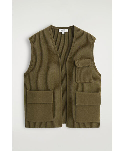 COS(コス)の「リブ編みメリノウールユーティリティベスト(ベスト・レディース・カーキ・XS/S/L/M)」の6枚目の写真