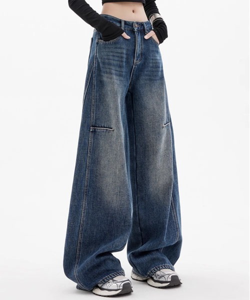 urge：（アージコロン ）の「【URGE：】ハイウエスト デニム バギーパンツ（デニムパンツ・レディース・ネイビー・MEDIUM/SMALL/X-LARGE/LARGE）」の3枚目の写真