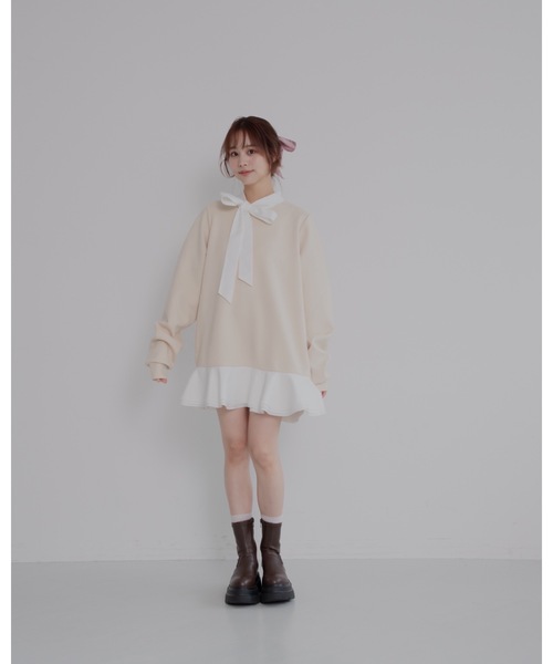 JUMELLE（ジュメロ）の「ボウタイシャツワンピース（ワンピース・レディース・ベージュ/ブラック・FREE）」の22枚目の写真