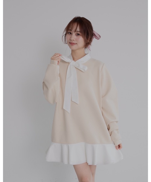 JUMELLE（ジュメロ）の「ボウタイシャツワンピース（ワンピース・レディース・ベージュ/ブラック・FREE）」の14枚目の写真