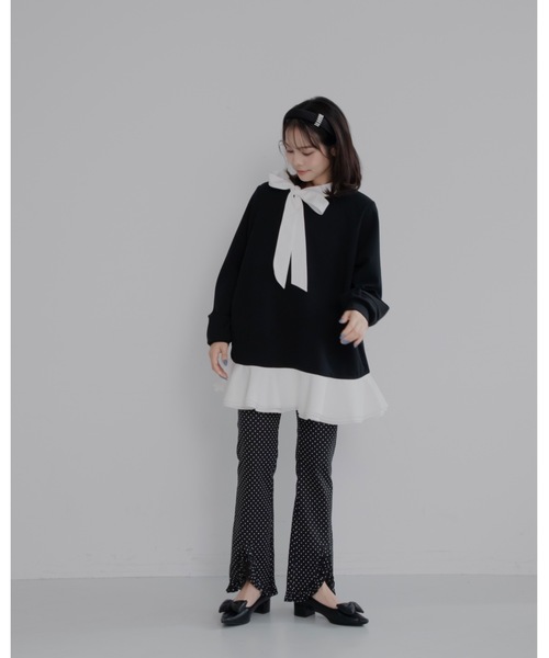 JUMELLE（ジュメロ）の「ボウタイシャツワンピース（ワンピース・レディース・ベージュ/ブラック・FREE）」の7枚目の写真