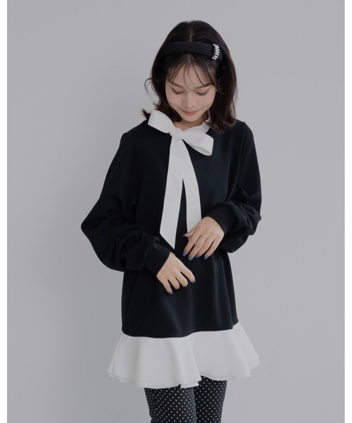 JUMELLE（ジュメロ）の「ボウタイシャツワンピース（ワンピース・レディース・ベージュ/ブラック・FREE）」の5枚目の写真