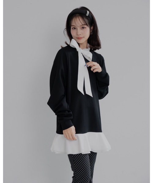 JUMELLE（ジュメロ）の「ボウタイシャツワンピース（ワンピース・レディース・ベージュ/ブラック・FREE）」の9枚目の写真