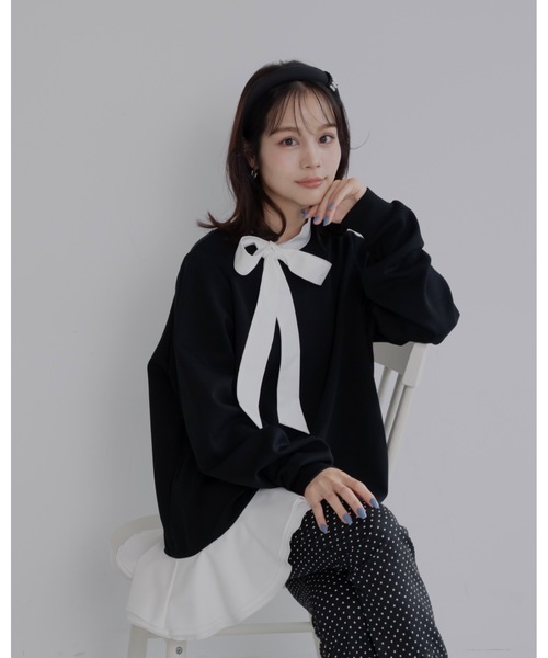 JUMELLE（ジュメロ）の「ボウタイシャツワンピース（ワンピース・レディース・ベージュ/ブラック・FREE）」の4枚目の写真