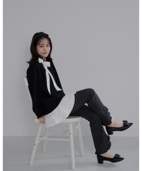 JUMELLE（ジュメロ）の「ボウタイシャツワンピース（ワンピース・レディース・ベージュ/ブラック・FREE）」の12枚目の写真