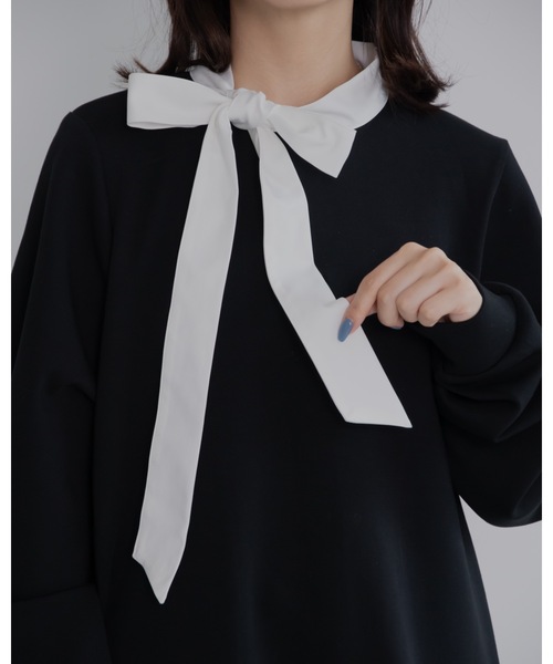 JUMELLE（ジュメロ）の「ボウタイシャツワンピース（ワンピース・レディース・ベージュ/ブラック・FREE）」の21枚目の写真