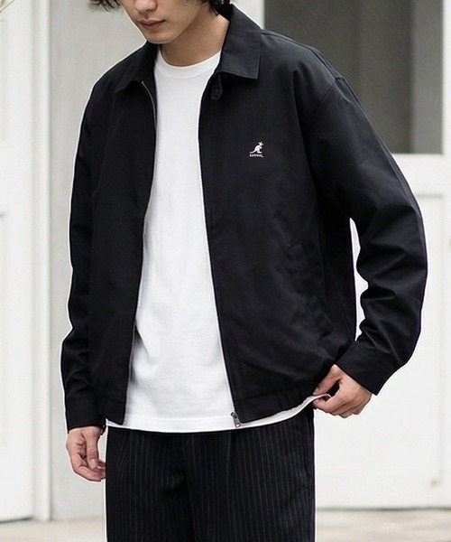 KANGOL(カンゴール)の「KANGOL/カンゴール 別注 オーバーサイズ ワンポイント刺繍 スイングトップ ハリントンジャケット ブルゾン(ブルゾン・メンズ・ブラック/ネイビー/ベージュ・M/L/XL)」の1枚目の写真