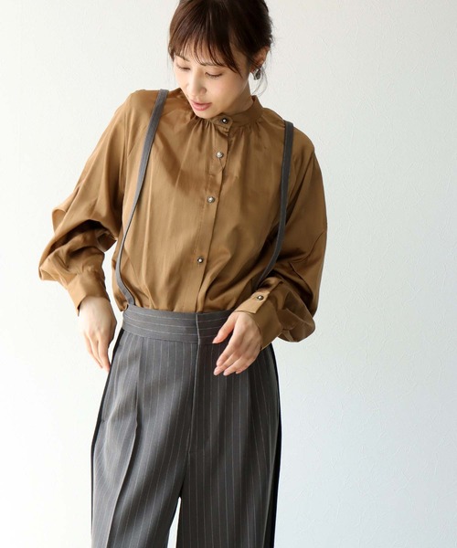 Jines（ジネス）の「フリルカラーグロウブラウス（シャツ/ブラウス・レディース・キャメル/ブルー・38）」の7枚目の写真