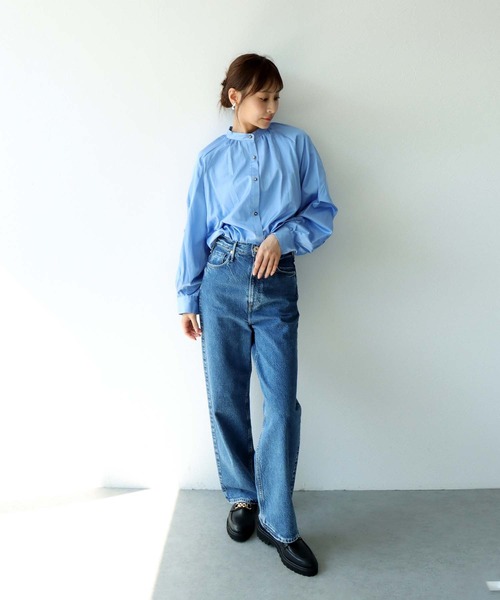 Jines（ジネス）の「フリルカラーグロウブラウス（シャツ/ブラウス・レディース・キャメル/ブルー・38）」の11枚目の写真