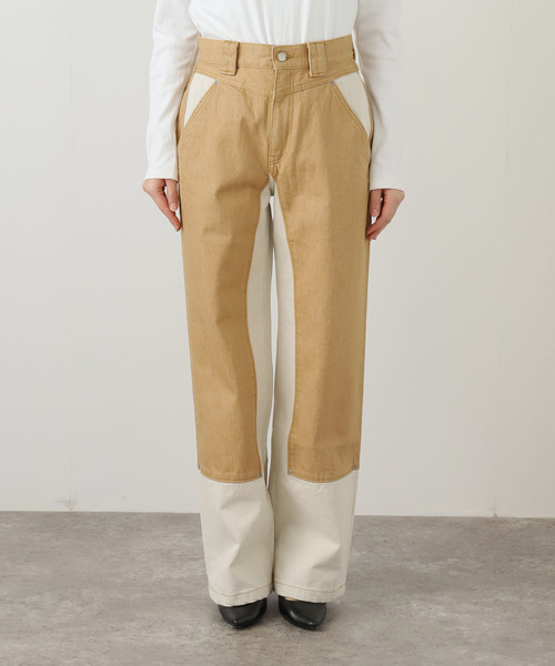 LIVINGTONE(リヴィントーン)の「LIVINGTONE TRULY-BI COLORED LT-TRULY-09:デニムパンツ(デニムパンツ・レディース・ベージュ・SMALL/MEDIUM)」の5枚目の写真