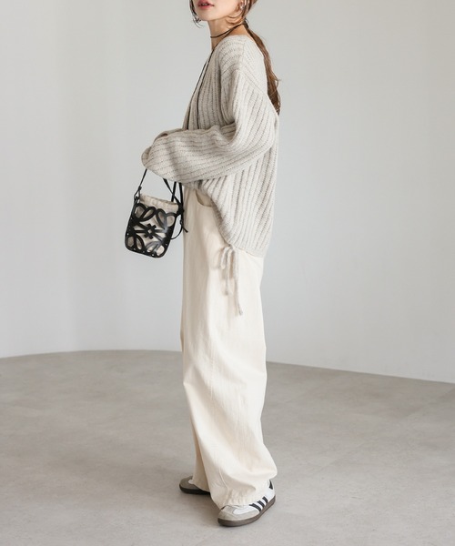 セール】チョーカー付きサイドドロストラメニット（ニット/セーター