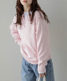キーネックブークレニットトップス