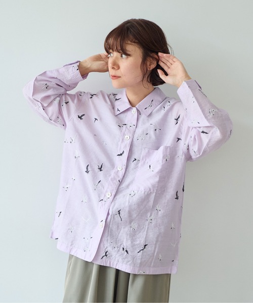 yuni（ユニ　）の「bird刺繍　haori ブラウス（シャツ/ブラウス・レディース・パープル/ブラック・FREE）」の19枚目の写真