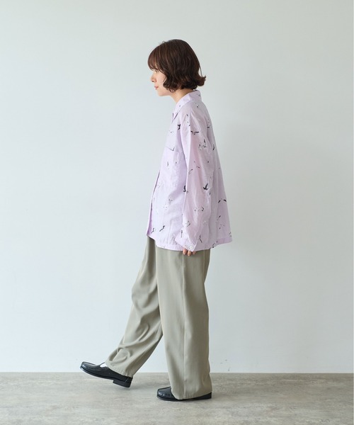 yuni（ユニ　）の「bird刺繍　haori ブラウス（シャツ/ブラウス・レディース・パープル/ブラック・FREE）」の4枚目の写真