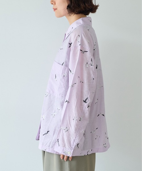 yuni（ユニ　）の「bird刺繍　haori ブラウス（シャツ/ブラウス・レディース・パープル/ブラック・FREE）」の6枚目の写真