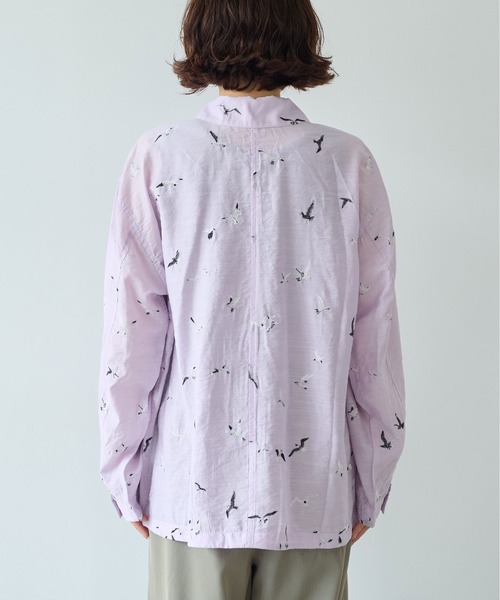 yuni（ユニ　）の「bird刺繍　haori ブラウス（シャツ/ブラウス・レディース・パープル/ブラック・FREE）」の7枚目の写真