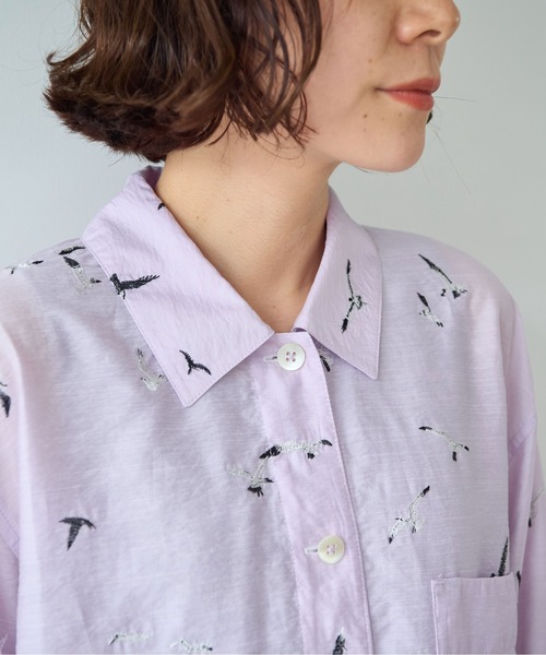 yuni（ユニ　）の「bird刺繍　haori ブラウス（シャツ/ブラウス・レディース・パープル/ブラック・FREE）」の8枚目の写真