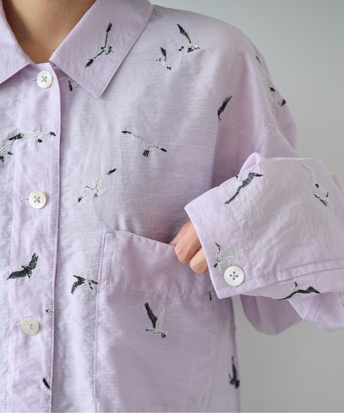 yuni（ユニ　）の「bird刺繍　haori ブラウス（シャツ/ブラウス・レディース・パープル/ブラック・FREE）」の12枚目の写真