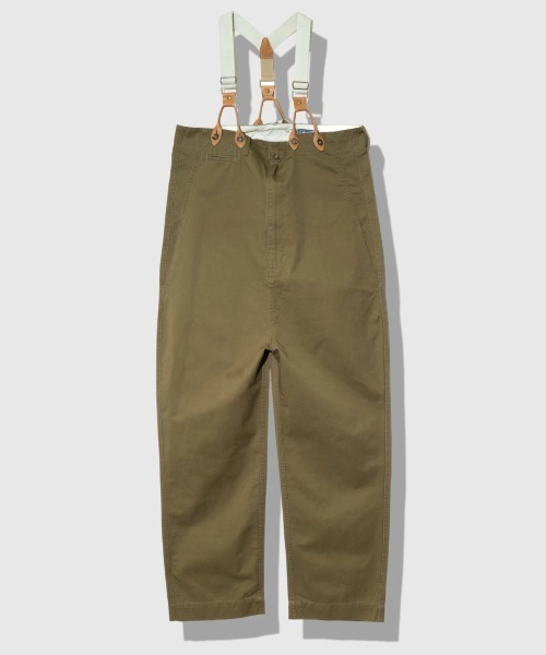 HOUSTON（ヒューストン）の「HOUSTON/ヒューストン　HIGH-WAIST SUSPENDER PANTS（サロペット/オーバーオール・レディース・カーキ/オリーブ/ネイビー・FREE）」の2枚目の写真