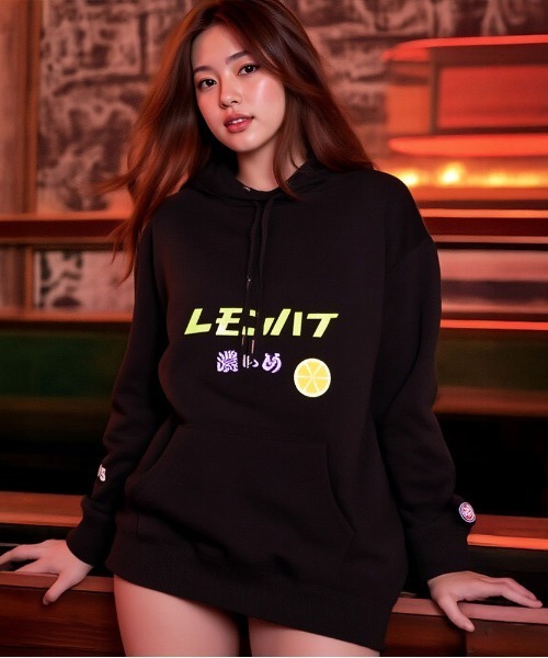 SILVER BULLET(シルバーバレット)の「『YOIDORE/よいどれ』レモンハイパーカー(パーカー・レディース・ライトグレー/ブラック・L/XL/M)」の1枚目の写真