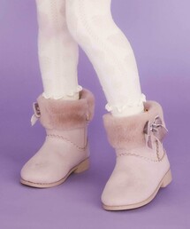 SLAP SLIP（スラップスリップ）の「切り替えスカラップリボンビジュームートンブーツ(15~20cm)（ブーツ）」