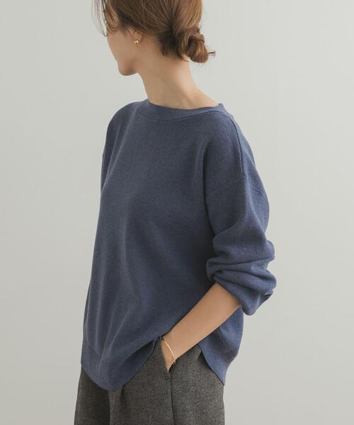 URBAN RESEARCH DOORS（アーバンリサーチドアーズ）の「コットンウールボートネックニット（ニット/セーター・レディース・ブルー/チャコールグレー/ゴールド・FREE）」の21枚目の写真