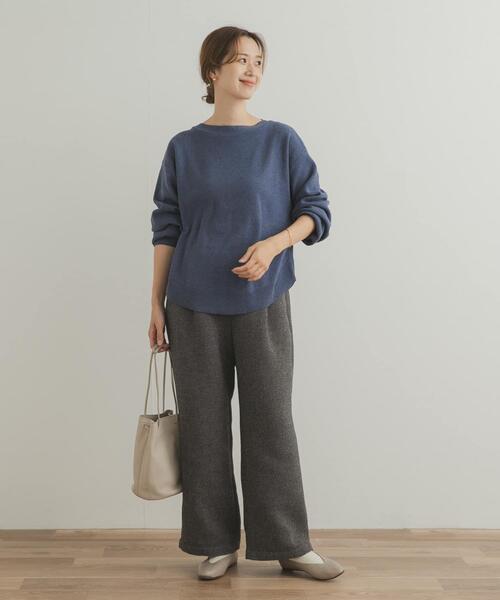 URBAN RESEARCH DOORS（アーバンリサーチドアーズ）の「コットンウールボートネックニット（ニット/セーター・レディース・ブルー/チャコールグレー/ゴールド・FREE）」の15枚目の写真