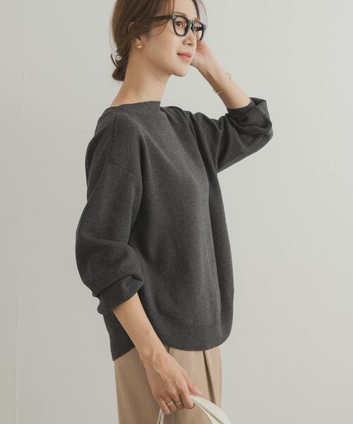 URBAN RESEARCH DOORS（アーバンリサーチドアーズ）の「コットンウールボートネックニット（ニット/セーター・レディース・ブルー/チャコールグレー/ゴールド・FREE）」の8枚目の写真