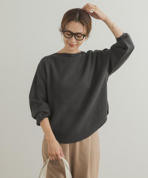 URBAN RESEARCH DOORS（アーバンリサーチドアーズ）の「コットンウールボートネックニット（ニット/セーター・レディース・ブルー/チャコールグレー/ゴールド・FREE）」の7枚目の写真